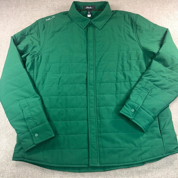 RLX Ralph Lauren Other - RLX Ralph Lauren Mens Quilted Shirt Jacket Green Snap Zip Front Golf Large NWT